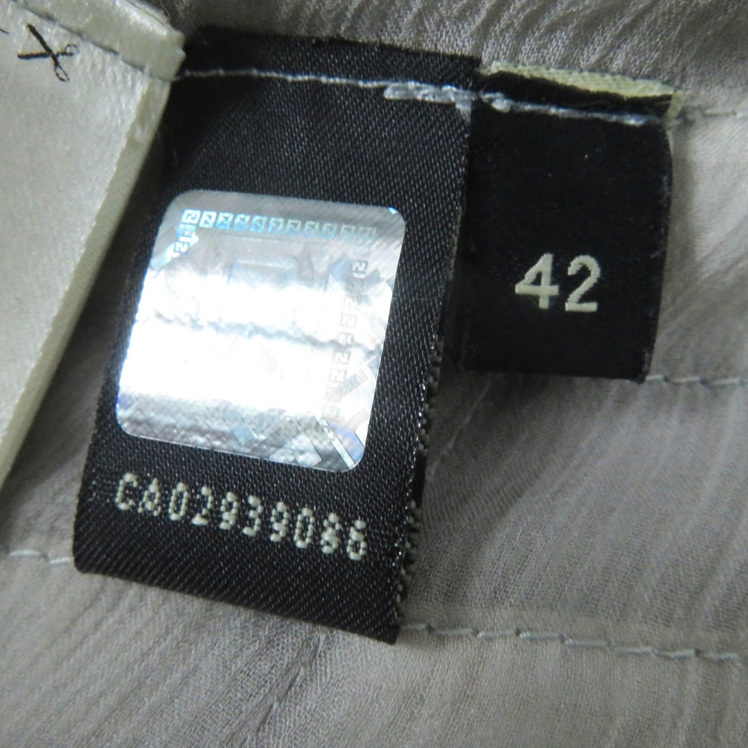 極美品◎FENDI フェンディ FNE04C ミンク シルク ストール付き ロゴボタン 2WAY ノーカラージャケット グレー ホワイト 42 伊製 正規品
