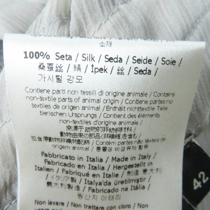 極美品◎FENDI フェンディ FNE04C ミンク シルク ストール付き ロゴボタン 2WAY ノーカラージャケット グレー ホワイト 42 伊製 正規品