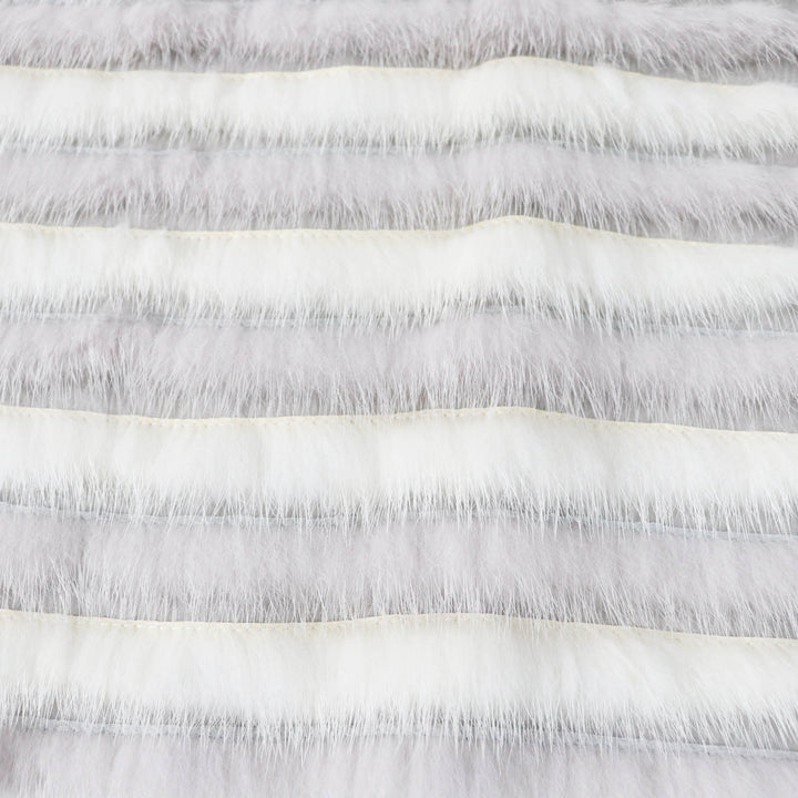 極美品◎FENDI フェンディ FNE04C ミンク シルク ストール付き ロゴボタン 2WAY ノーカラージャケット グレー ホワイト 42 伊製 正規品