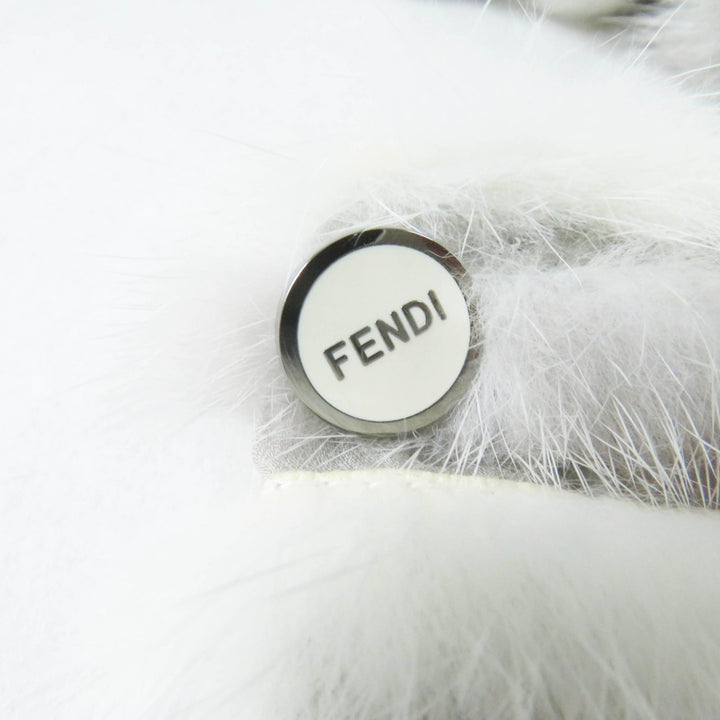 極美品◎FENDI フェンディ FNE04C ミンク シルク ストール付き ロゴボタン 2WAY ノーカラージャケット グレー ホワイト 42 伊製 正規品
