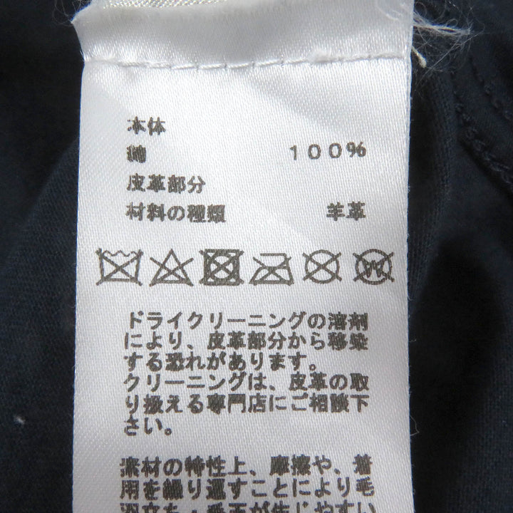 美品□HERMES エルメス 22SS パズル・エスケトル コットン 羊革 クルーネック 半袖Ｔシャツ ネイビー XS イタリア製 正規品 メンズ