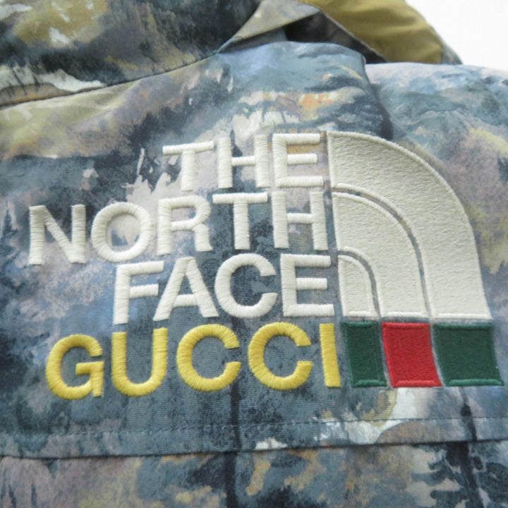 未使用品☆GUCCI×THE NORTH FACE グッチ×ザ・ノースフェイス 21-22AW 663921 フォレストプリント ダウンコート S 正規品 レディース