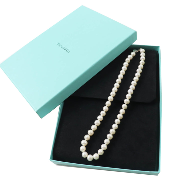 美品◎TIFFANY&amp;Co. ティファニー ネックレス フレッシュウォータパール AG925 ホワイト シルバー金具 47cm 箱付き 重量56.1g レディース