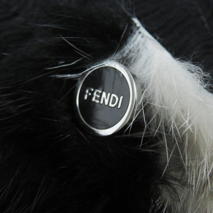極美品◎FENDI フェンディ 2017年製 FNE04C ミンク シルク ロゴボタン ストール付き 2WAY ノーカラージャケット ブラック ベージュ 38