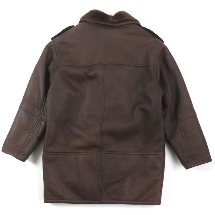 良品▼Nazareno Gabrielli ナザレノガブリエリ shearling 肉厚 ダブルブレスト ムートンコート ダークブラウン 50 イタリア製 メンズ
