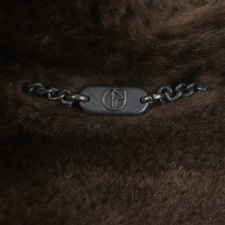 良品▼Nazareno Gabrielli ナザレノガブリエリ shearling 肉厚 ダブルブレスト ムートンコート ダークブラウン 50 イタリア製 メンズ