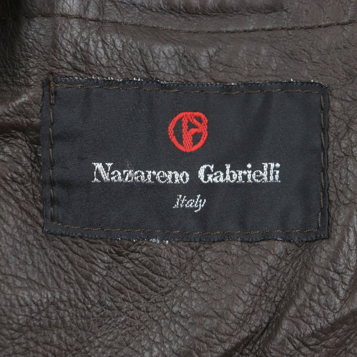 良品▼Nazareno Gabrielli ナザレノガブリエリ shearling 肉厚 ダブルブレスト ムートンコート ダークブラウン 50 イタリア製 メンズ