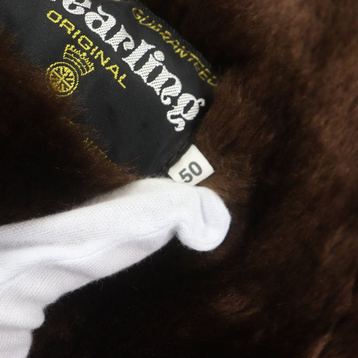 良品▼Nazareno Gabrielli ナザレノガブリエリ shearling 肉厚 ダブルブレスト ムートンコート ダークブラウン 50 イタリア製 メンズ