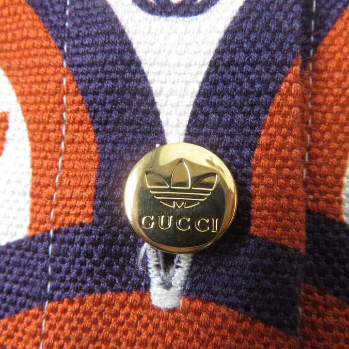 未使用品☆GUCCI×adidas グッチ×アディダス 703002 トレフォイル ロゴ総柄 半袖シャツ オレンジ系 36 イタリア製 正規品 レディース