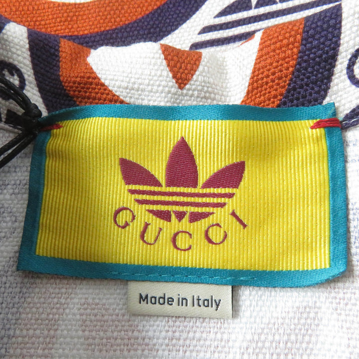 未使用品☆GUCCI×adidas グッチ×アディダス 703002 トレフォイル ロゴ総柄 半袖シャツ オレンジ系 36 イタリア製 正規品 レディース