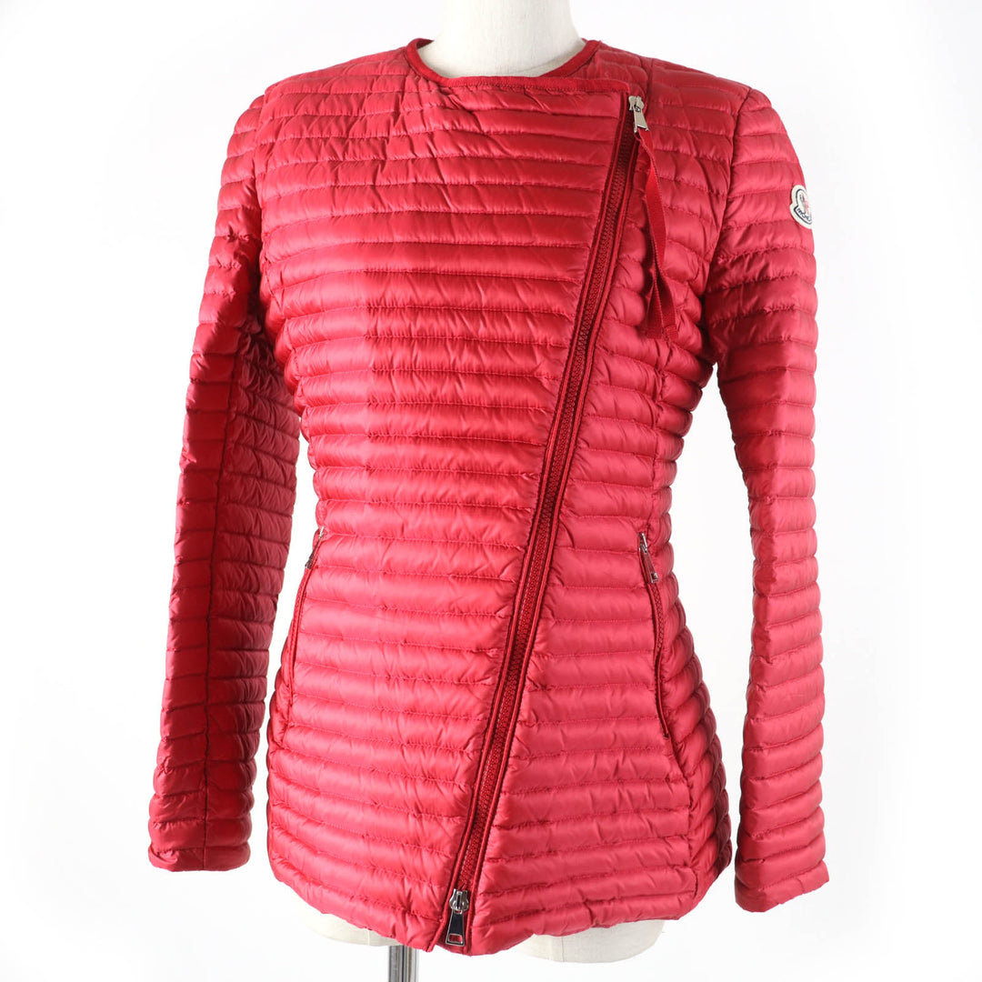 美品☆MONCLER モンクレール AXINITE ロゴワッペン付 ZIP UP ライト ダウンジャケット レッド 1 レディース