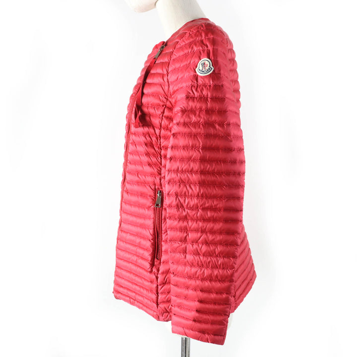 美品☆MONCLER モンクレール AXINITE ロゴワッペン付 ZIP UP ライト ダウンジャケット レッド 1 レディース