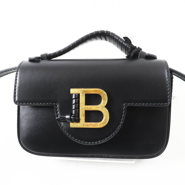 極美品◎BALMAIN バルマン DN1DG811 Bbuzz ミニバッグ レザー クロスボディー 2WAY ハンド／ショルダーバッグ ブラック ゴールド金具 袋付