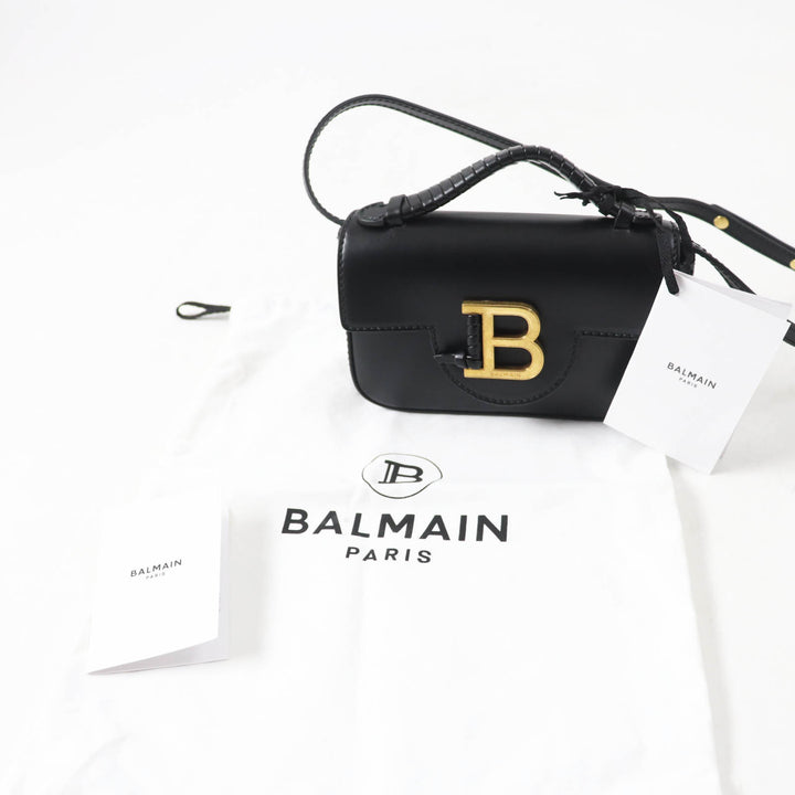 極美品◎BALMAIN バルマン DN1DG811 Bbuzz ミニバッグ レザー クロスボディー 2WAY ハンド／ショルダーバッグ ブラック ゴールド金具 袋付