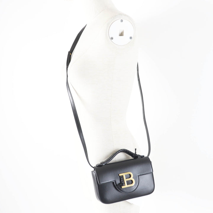 極美品◎BALMAIN バルマン DN1DG811 Bbuzz ミニバッグ レザー クロスボディー 2WAY ハンド／ショルダーバッグ ブラック ゴールド金具 袋付