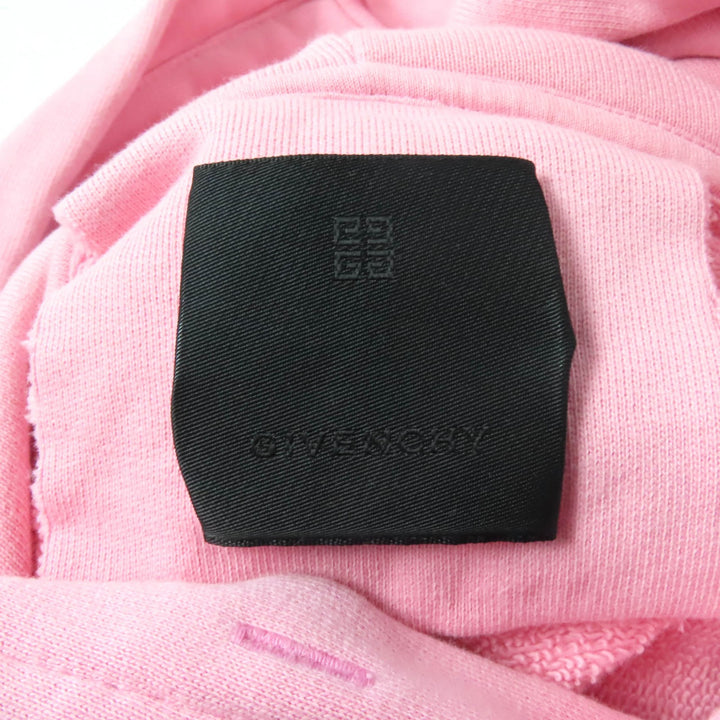 極美品★GIVENCHY ジバンシィ BWJ03M3YAC ブランドロゴ クロップドフーディー コットン100% カットオフ プルオーバー パーカー ピンク XS