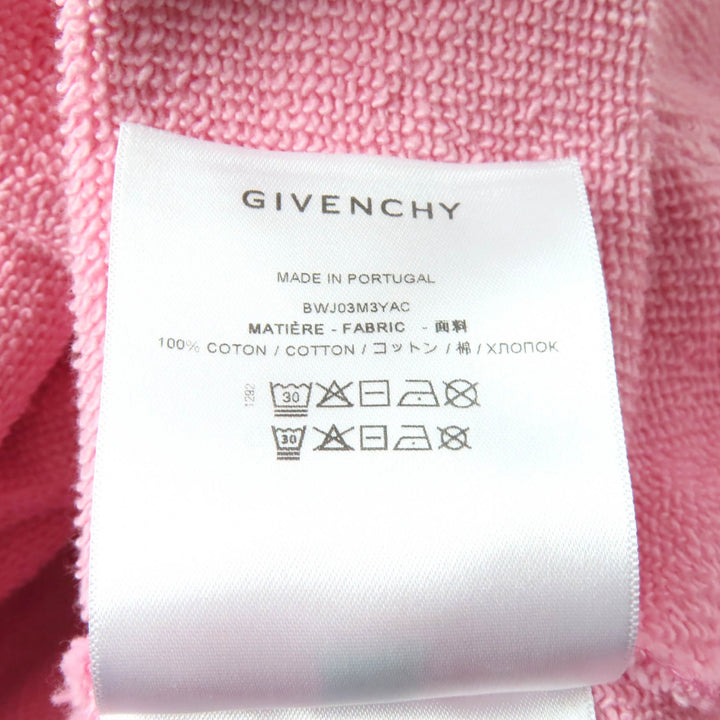 極美品★GIVENCHY ジバンシィ BWJ03M3YAC ブランドロゴ クロップドフーディー コットン100% カットオフ プルオーバー パーカー ピンク XS