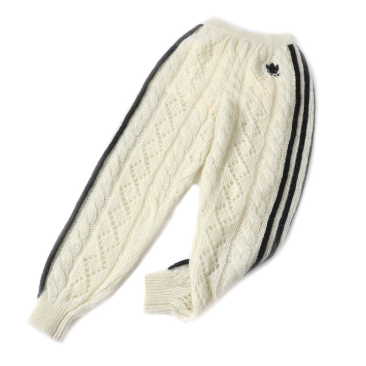 未使用品★GUCCI×adidas グッチ×アディダス 721504 トレフォイル スリーストライプス モヘア ニットパンツ アイボリー ブラック XS