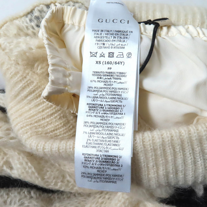 未使用品★GUCCI×adidas グッチ×アディダス 721504 トレフォイル スリーストライプス モヘア ニットパンツ アイボリー ブラック XS