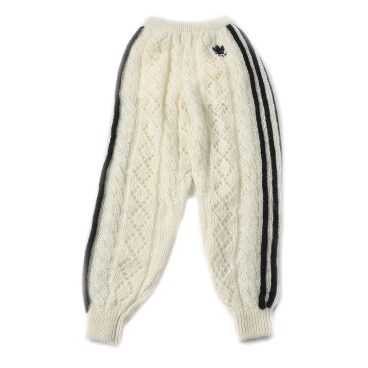 未使用品★GUCCI×adidas グッチ×アディダス 721504 トレフォイル スリーストライプス モヘア ニットパンツ アイボリー ブラック XS