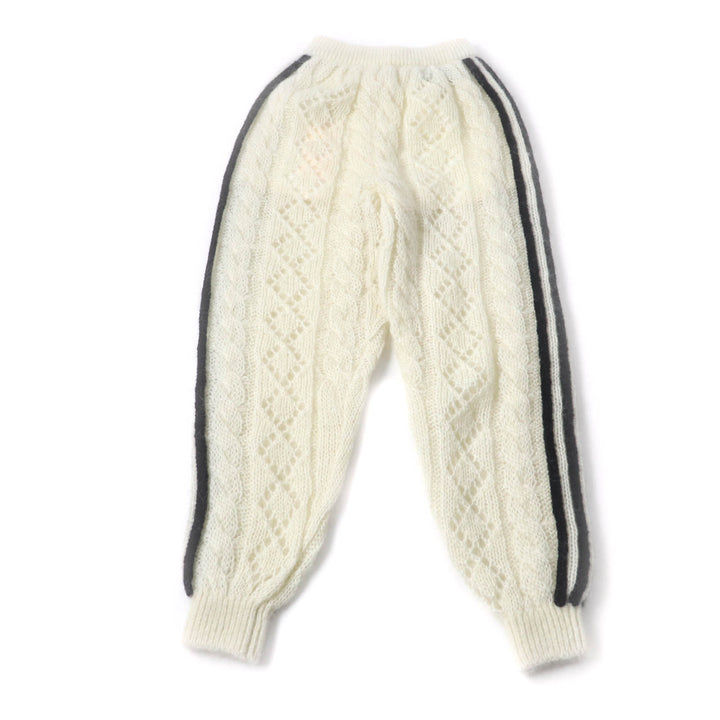 未使用品★GUCCI×adidas グッチ×アディダス 721504 トレフォイル スリーストライプス モヘア ニットパンツ アイボリー ブラック XS