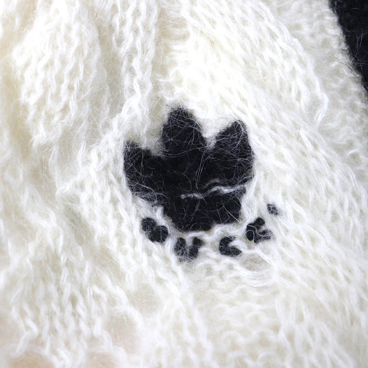 未使用品★GUCCI×adidas グッチ×アディダス 721504 トレフォイル スリーストライプス モヘア ニットパンツ アイボリー ブラック XS