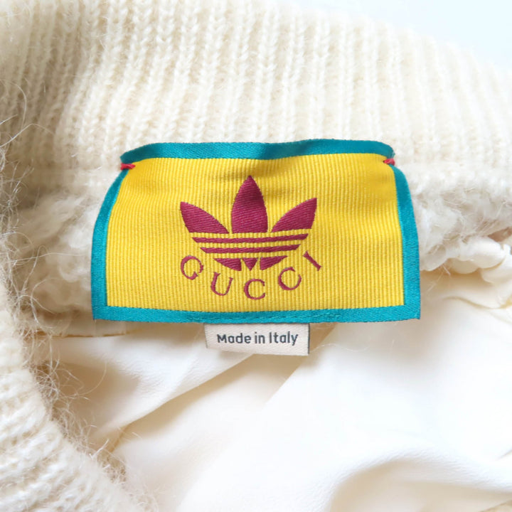 未使用品★GUCCI×adidas グッチ×アディダス 721504 トレフォイル スリーストライプス モヘア ニットパンツ アイボリー ブラック XS