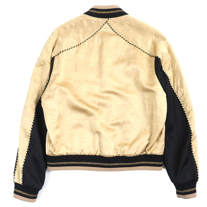 美品△SAINT LAURENT PARIS サンローランパリ 643883 テディ 中綿 ボンバージャケット スタジャン ゴールド ブラック 46 伊製 正規品
