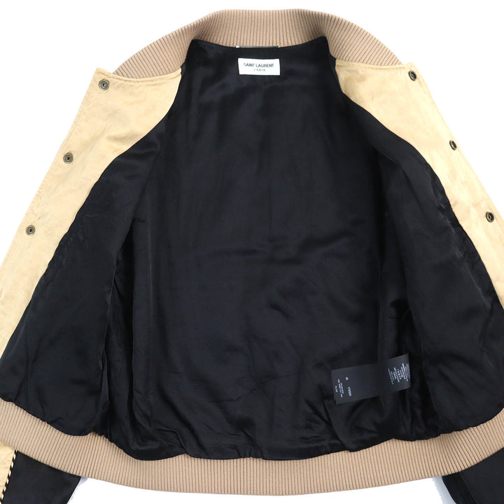 美品△SAINT LAURENT PARIS サンローランパリ 643883 テディ 中綿 ボンバージャケット スタジャン ゴールド ブラック 46 伊製 正規品