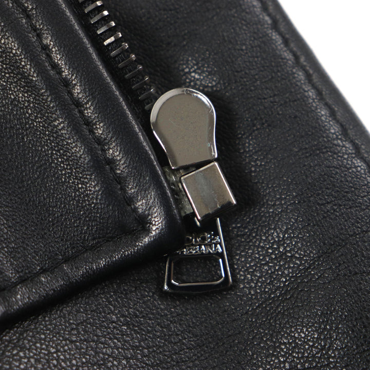 美品▼DOLCE&amp;GABBANA ドルチェ＆ガッバーナ ラムレザー 黒タグ マルチポケット ZIPUP ブルゾン ライダースジャケット 44 正規品 メンズ