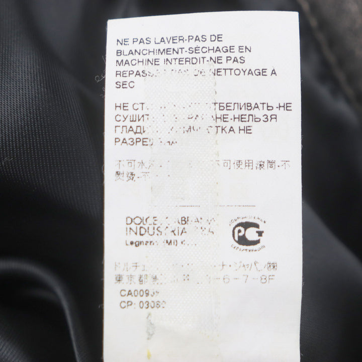 美品▼DOLCE&amp;GABBANA ドルチェ＆ガッバーナ ラムレザー 黒タグ マルチポケット ZIPUP ブルゾン ライダースジャケット 44 正規品 メンズ