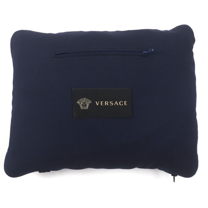 極美品▼VERSACE ヴェルサーチ 2017年製 ウール70% 比翼仕立て ロゴ入りボタン 薄手 ステンカラーコート ネイビー 54 イタリア製 メンズ
