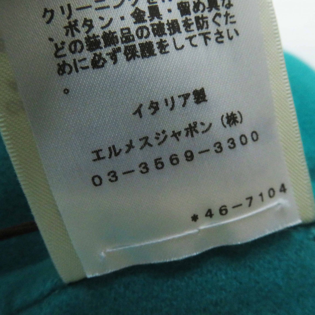 未使用品◎HERMES エルメス 24SS 4E0177DC カシミヤ100％ セリエボタン ベルトラップ ロングジレ／ベスト 緑 34 ハンガー・ガーメント付