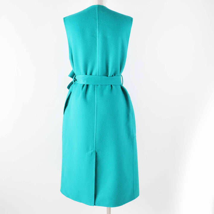 未使用品◎HERMES エルメス 24SS 4E0177DC カシミヤ100％ セリエボタン ベルトラップ ロングジレ／ベスト 緑 34 ハンガー・ガーメント付
