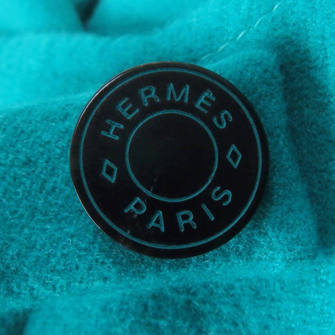 未使用品◎HERMES エルメス 24SS 4E0177DC カシミヤ100％ セリエボタン ベルトラップ ロングジレ／ベスト 緑 34 ハンガー・ガーメント付
