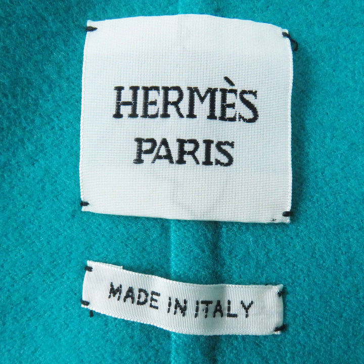 未使用品◎HERMES エルメス 24SS 4E0177DC カシミヤ100％ セリエボタン ベルトラップ ロングジレ／ベスト 緑 34 ハンガー・ガーメント付
