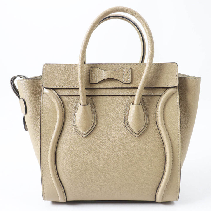 極美品◎CELINE セリーヌ 18979 ラゲージ マイクロ ショッパー デューン ドラムドカーフスキン ハンドバッグ 保存袋付 伊製 定価462000円