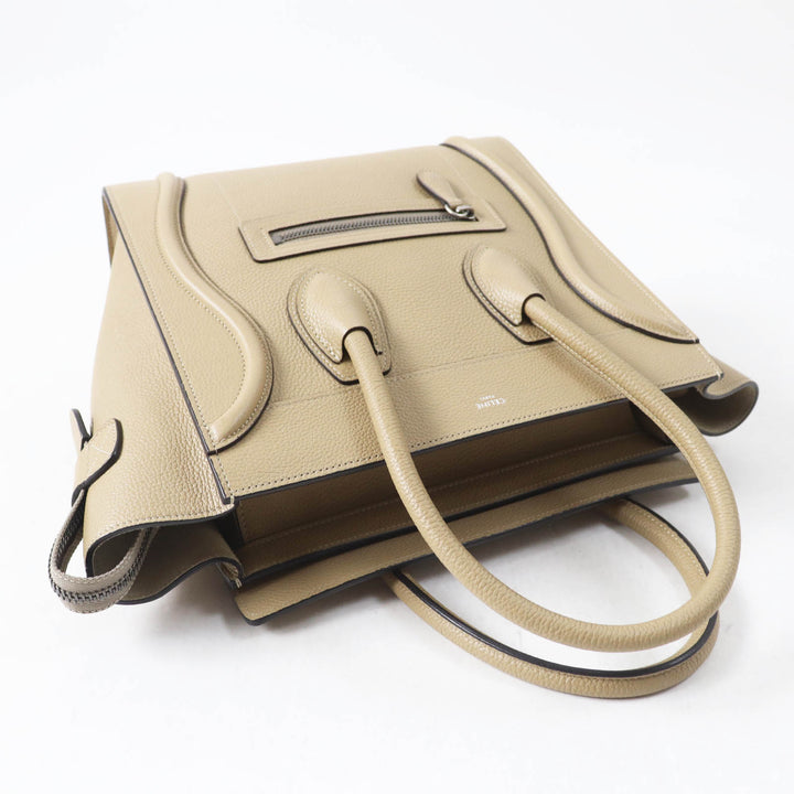極美品◎CELINE セリーヌ 18979 ラゲージ マイクロ ショッパー デューン ドラムドカーフスキン ハンドバッグ 保存袋付 伊製 定価462000円