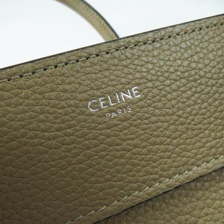 極美品◎CELINE セリーヌ 18979 ラゲージ マイクロ ショッパー デューン ドラムドカーフスキン ハンドバッグ 保存袋付 伊製 定価462000円
