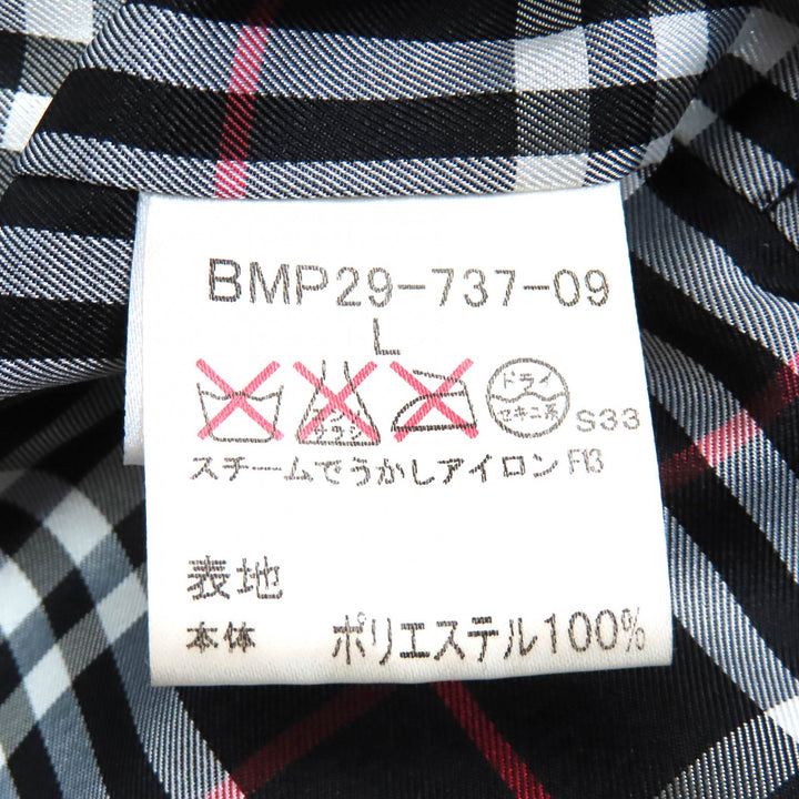 美品△BURBERRY BLACK LABEL バーバリーブラックレーベル 裏地チェック柄 ニット使い 中綿入り フーデッド ロング コート 黒 L 正規品