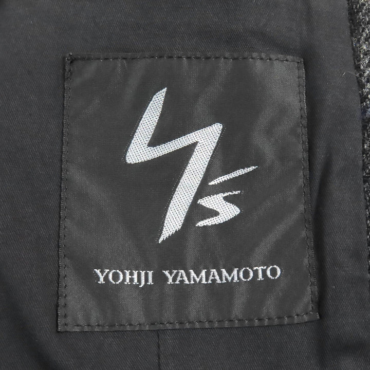 美品△Y’s for men ワイズフォーメン ヨウジヤマモト MO-J12-105 レザートリミング チェック柄 ツイード テーラードジャケット 3 正規品