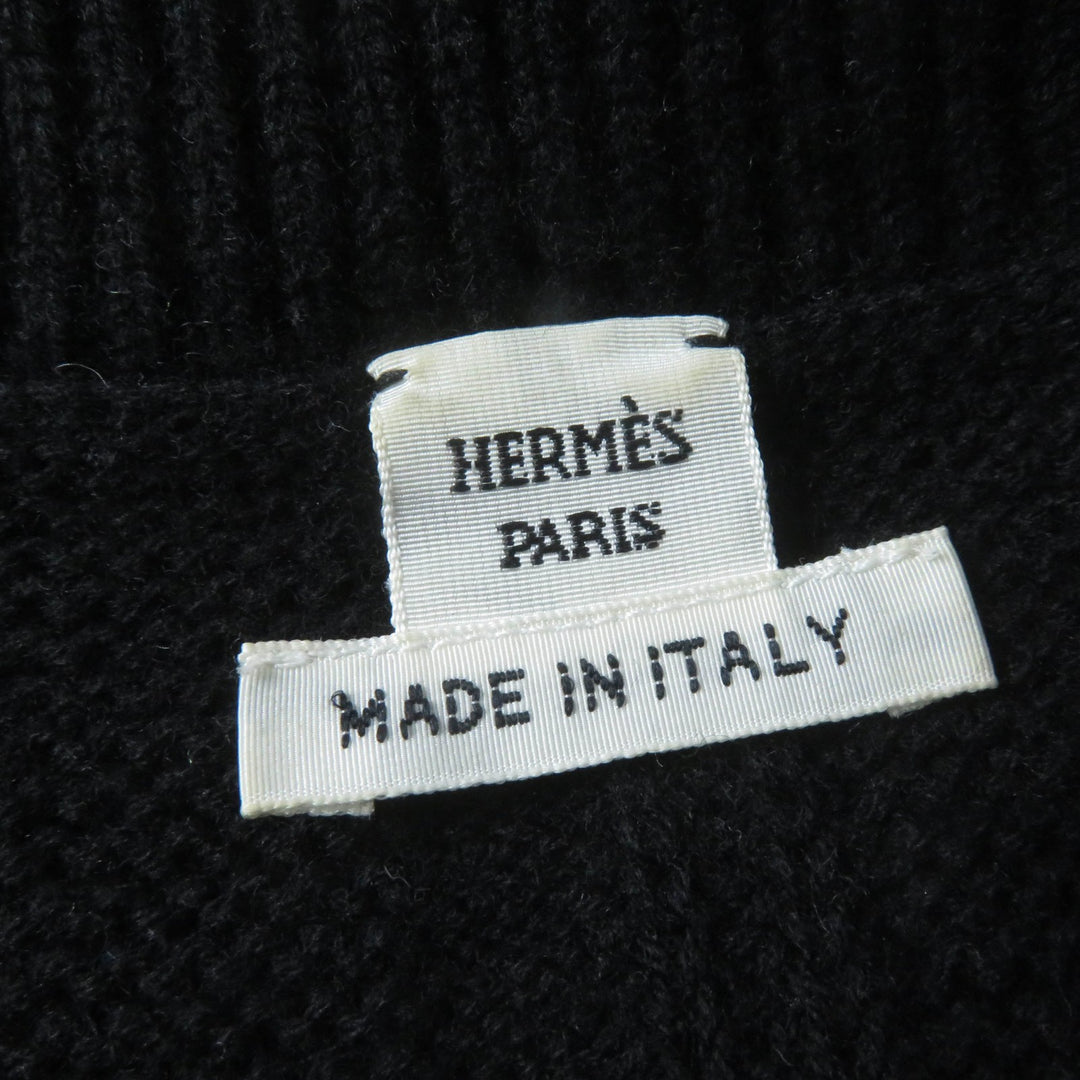 美品☆HERMES エルメス 20AW ウール100％ Hモチーフ 長袖 ニット トップス ブラック 38 イタリア製 正規品 レディース