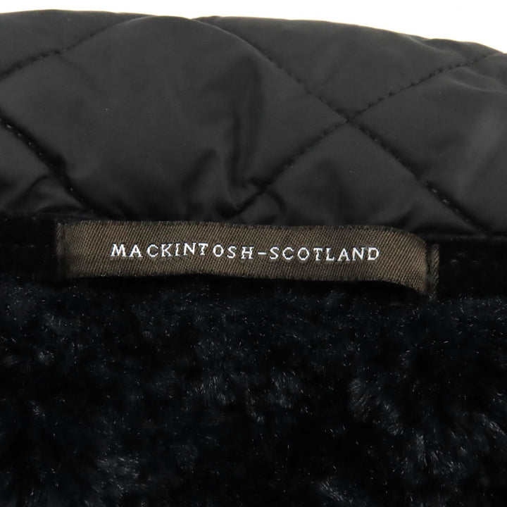 美品★Mackintosh マッキントッシュ ロゴボタン付 裏地ボア ダブルブレスト キルティングコート アウター ブラック 36 英国製 レディース