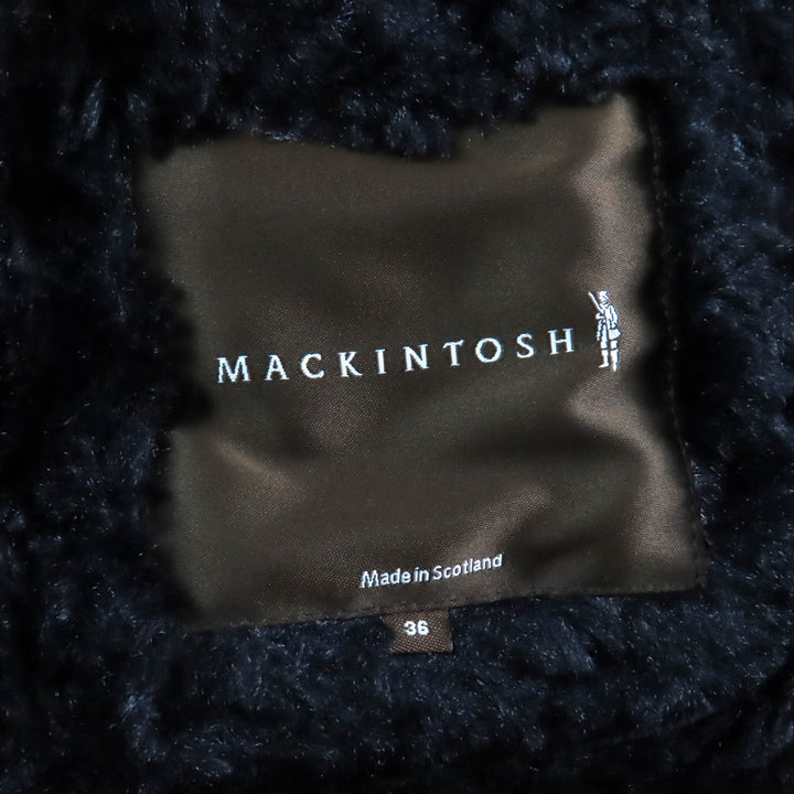美品★Mackintosh マッキントッシュ ロゴボタン付 裏地ボア ダブルブレスト キルティングコート アウター ブラック 36 英国製 レディース