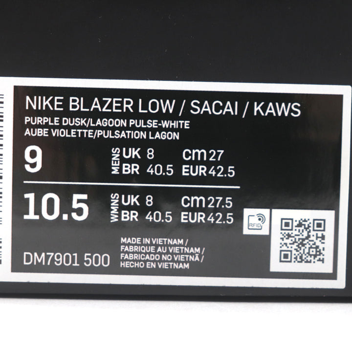 未使用品▼NIKE KAWS SACAI ナイキ カウズ サカイ DM7901-500 BLAZER LOW PURPLE DUSK スウェード レザー スニーカー 27 箱付き メンズ