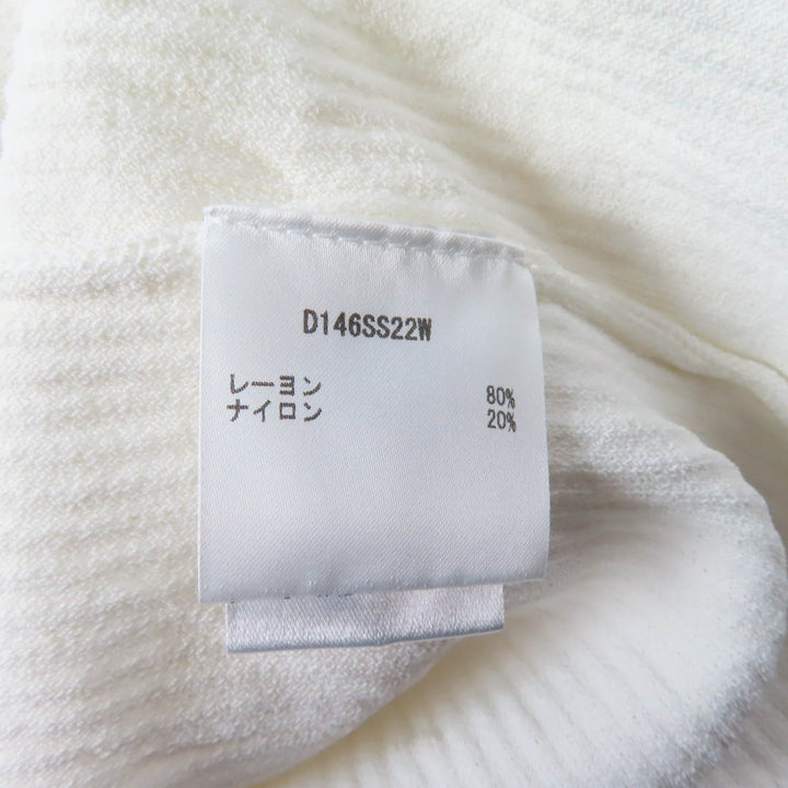 未使用品★Marine Serre WHITE LINE マリーンセルホワイトライン シェルボタン付 Vネック 長袖 超ロング丈 ニットワンピース ホワイト S