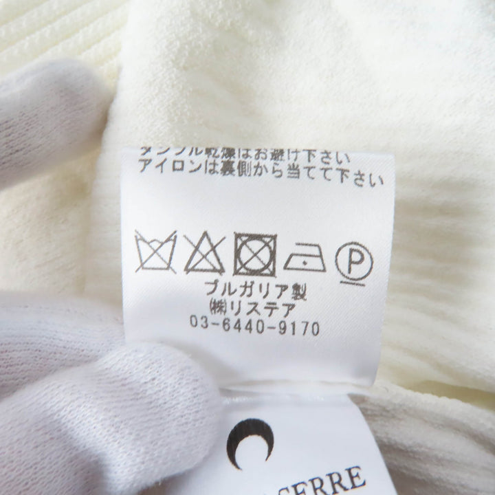 未使用品★Marine Serre WHITE LINE マリーンセルホワイトライン シェルボタン付 Vネック 長袖 超ロング丈 ニットワンピース ホワイト S