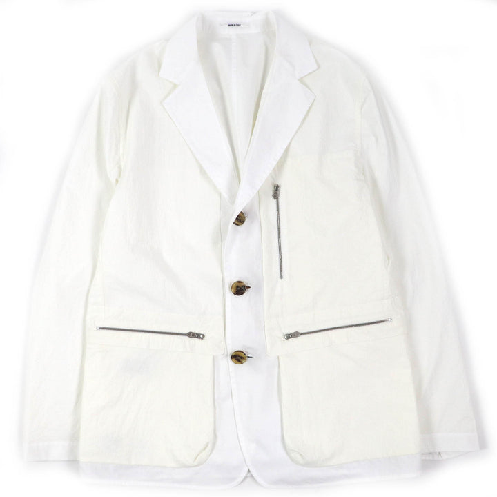 極美品△HERMES エルメス 22SS コットン100％ リバーシブル スタジアム ライトジャケット ホワイト オフホワイト 52 伊製 正規品 メンズ