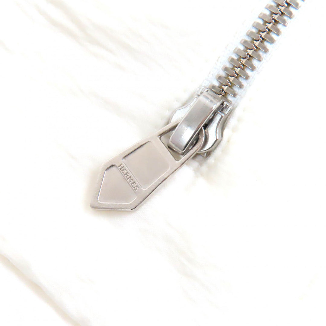 極美品△HERMES エルメス 22SS コットン100％ リバーシブル スタジアム ライトジャケット ホワイト オフホワイト 52 伊製 正規品 メンズ