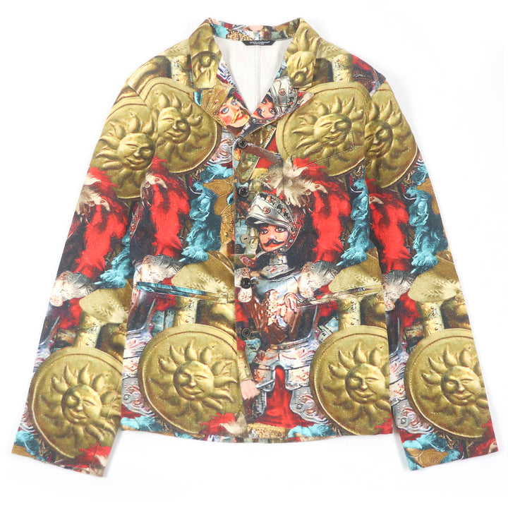 極美品□DOLCE&amp;GABBANA ドルチェ＆ガッバーナ リネン コットン 黒タグ 総柄 シングル アンコンジャケット マルチ 48 イタリア製　 正規品